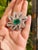 Real 7.25 CTW Diamond 7.5 CTW Emerald Floral Brooch in 18k Solid Gold For Sale In New York - Image 6 of 15