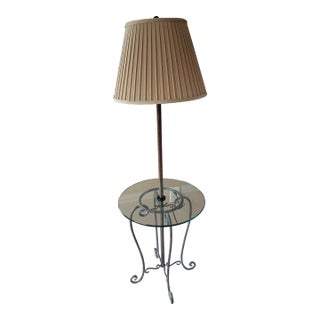 Frederick Cooper Iron Floor Lamp With Glass Table For Sale