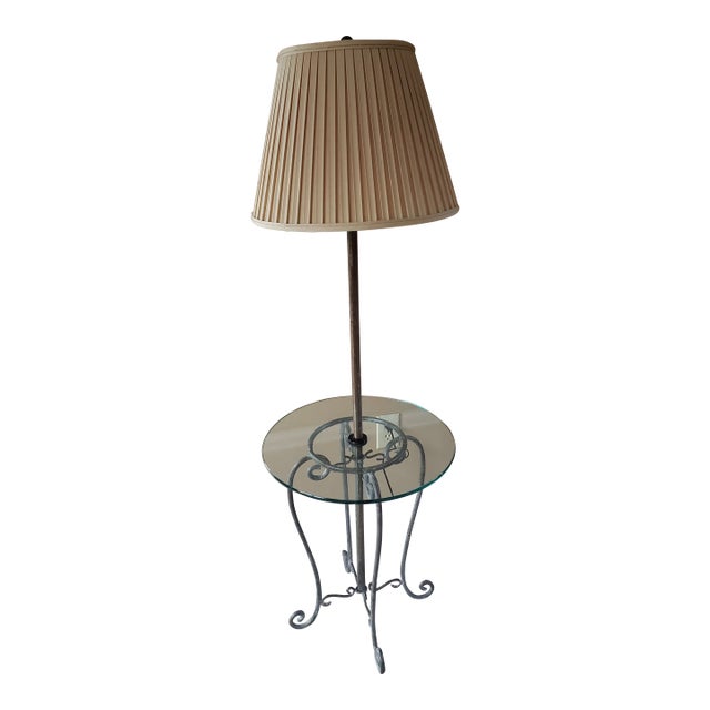 Frederick Cooper Iron Floor Lamp With Glass Table For Sale