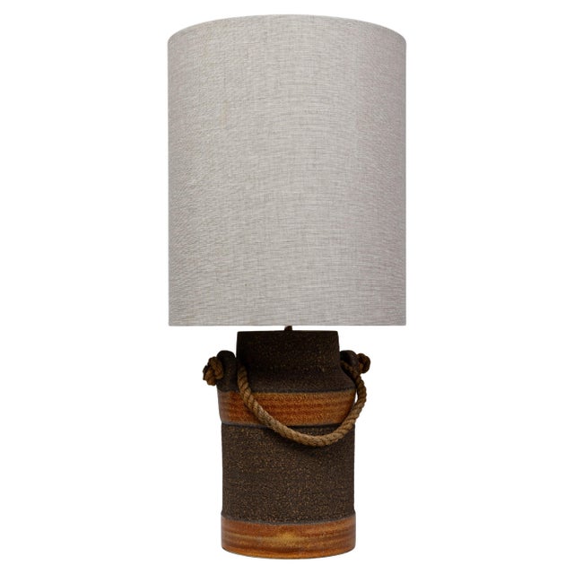 20th Century German Orange Ceramic Table Lamp With Rope Handle For Sale - Image 15 of 18