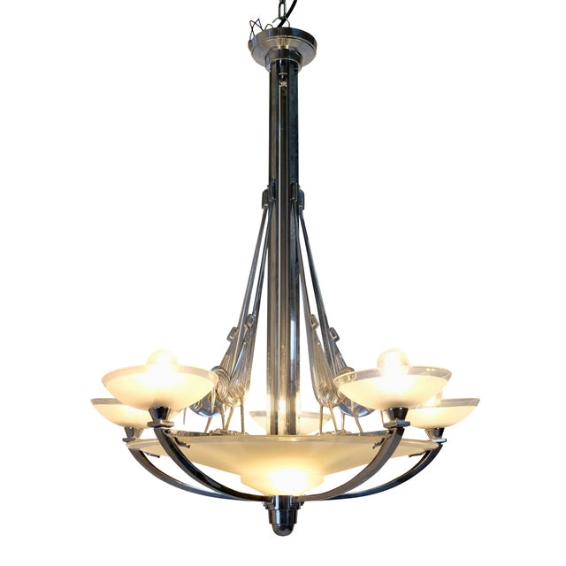 1930s Ceiling Lamp with Bird Motif with Original Chrome Plating, 1930s For Sale - Image 5 of 10