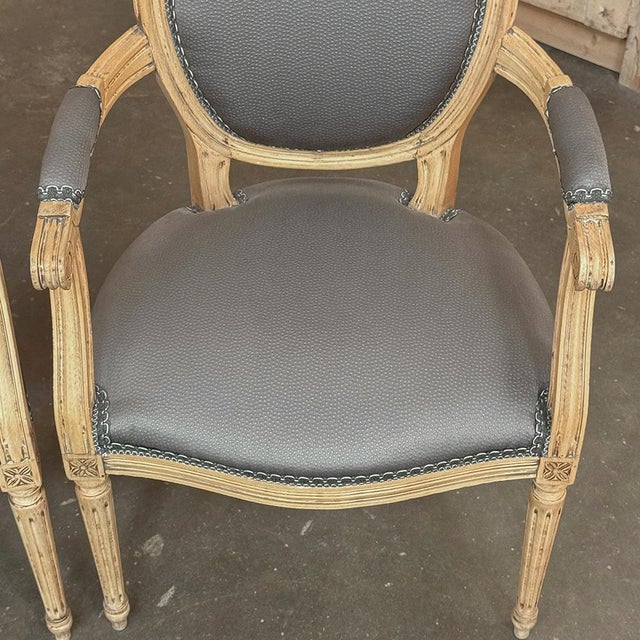 Pair Antique French Louis XVI Medallion Armchairs ~ Fauteuils For Sale - Image 15 of 18