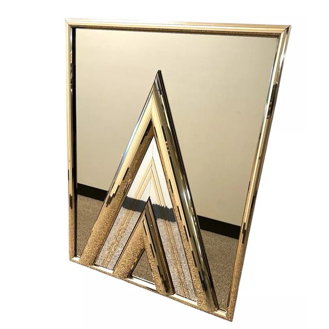 Very unique find! You will be the only one with this vintage Hollywood Regency Glam Geometric Wall Mirror. In excellent...