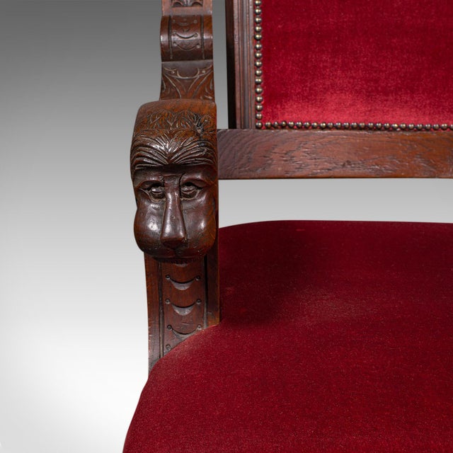 Antique Morning Room Elbow Chair, Scottish, Oak, Gothic Revival Seat, Victorian For Sale - Image 9 of 12