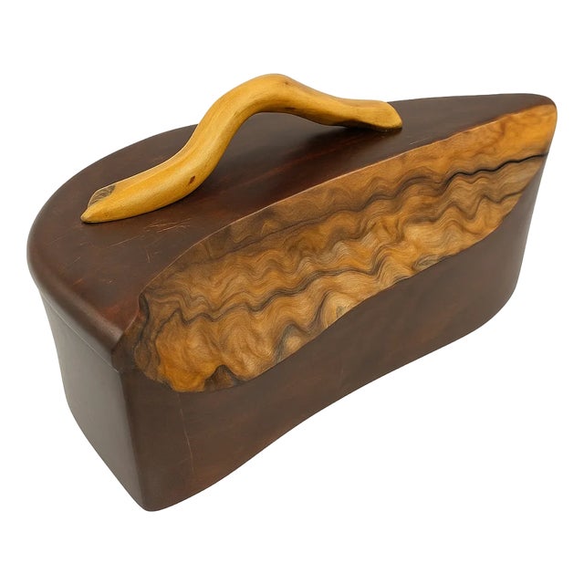 Vintage Organic Natural Edge Wood Burl Dresser Box — Hand Crafted! For Sale