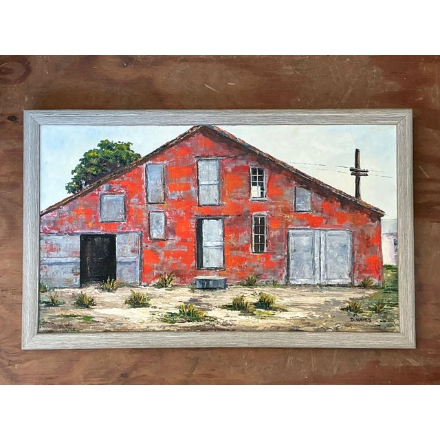 Framed D. Hayes Barn Landscape Painting For Sale In West Palm - Image 6 of 17