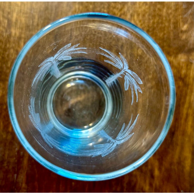 Late 20th Centurty Highball Tumblers With Etched Palm Tree Design - Set of 8 For Sale - Image 10 of 12