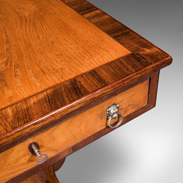 Wood Vintage Regency Revival Side Table, English, Oak, Walnut, Accent, End, Art Deco For Sale - Image 7 of 12