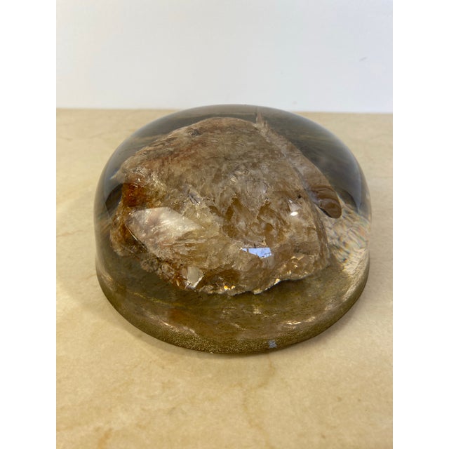 Vintage Resin Dome Paperweight With Natural Crystal Specimen Inclusion For Sale In Seattle - Image 6 of 10