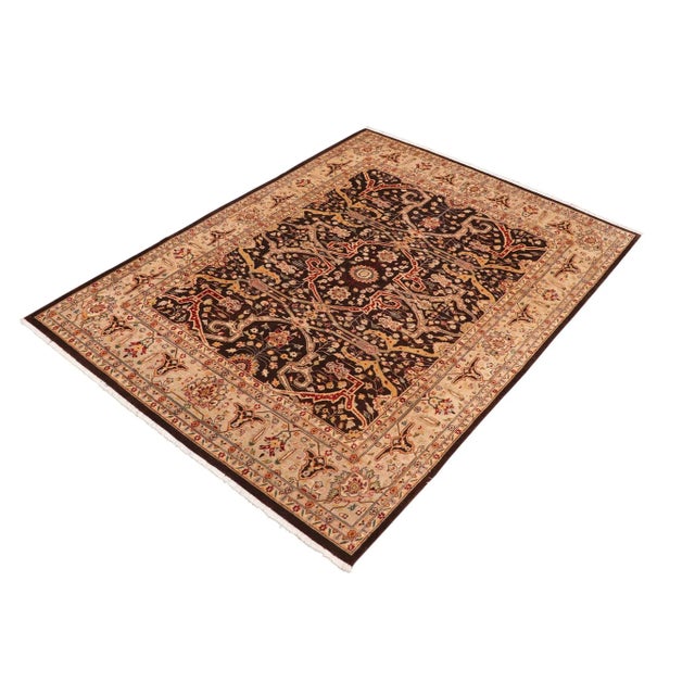 Boho Chic Boho Chic Ziegler Brown Tan Hand-Knotted Wool Rug - 8'2'' X 9'11'' For Sale - Image 3 of 8