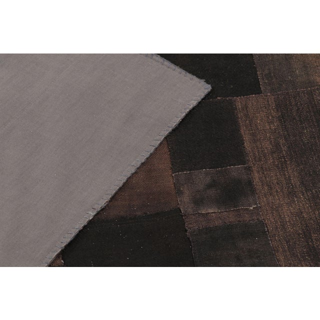 Textile Vintage Turkish Patchwork Kilim Rug in Brown With Textural Design - Rug & Kilim For Sale - Image 7 of 9