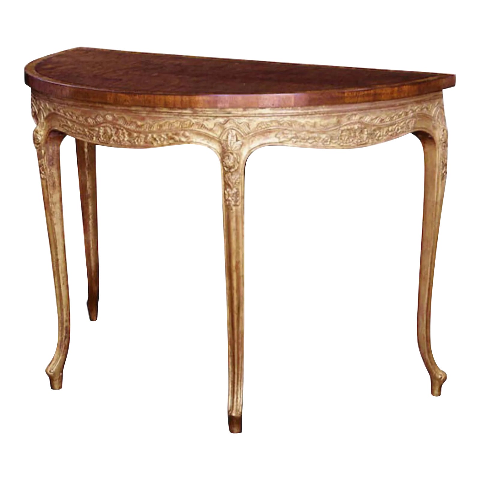 18th C Style Burton-Ching Georgian Mahogany & Giltwood Demilune Console ...