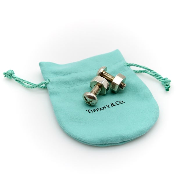 Metal Vintage Sterling Silver Tiffany & Co. Nut and Bolt Cufflinks, Pair For Sale - Image 7 of 8