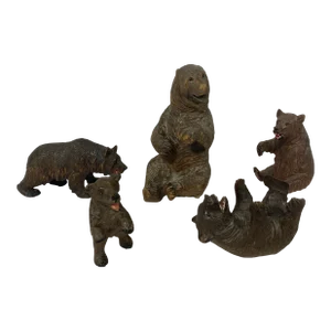 Early 20th Century Black Forest Hand Carved Bear Figures - 5 Piece Set