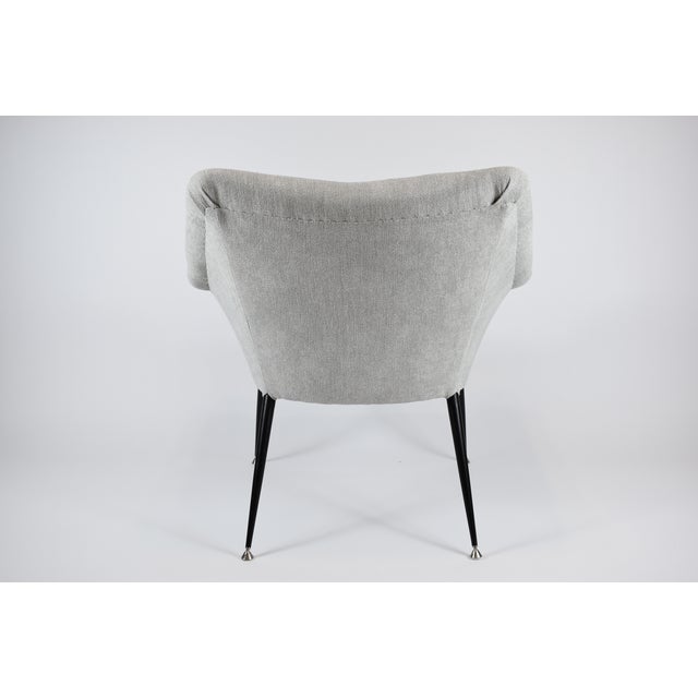 Vintage German Armchair Shell in Grey Fabric, 1960s For Sale - Image 3 of 8
