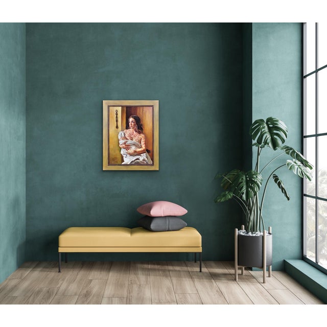 Elin Sian Blake, First Light, Mother & Baby with Welsh Blanket, 21st Century, Oil on Canvas For Sale - Image 18 of 18