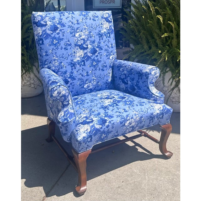 Chippendale Rose Tarlow Melrose House Chippendale Mahogany Love Chair With Ralph Lauren Chintz Fabirc For Sale - Image 3 of 6