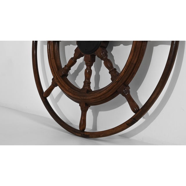 1900s French Wooden Ship Steering Wheel For Sale - Image 4 of 8