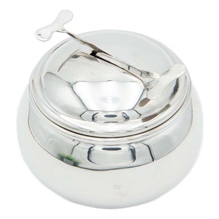 Spherical Sugar Bowl in Smooth Silver For Sale