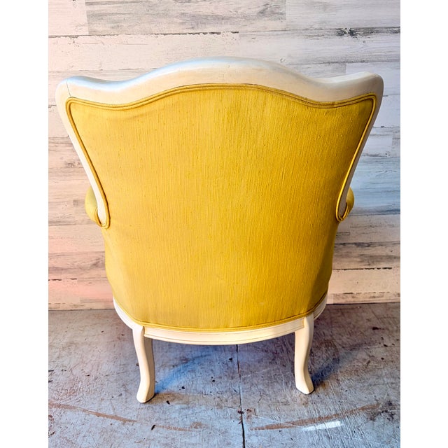 Vintage Yellow Silk Armchair For Sale - Image 4 of 6