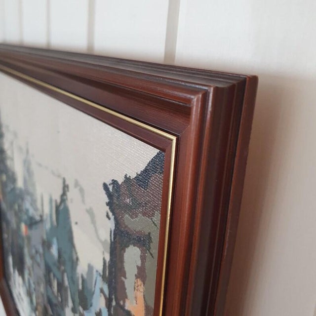 Mid Century Danish Modernist Cityscape Oil Painting by Hugo Langkilde Larsen For Sale - Image 9 of 16