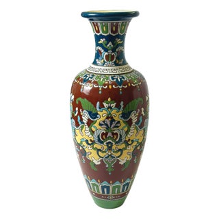 Art Nouveau Enamelled Faience Vase, 1890s For Sale