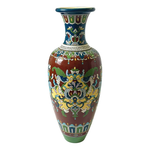 Art Nouveau Enamelled Faience Vase, 1890s For Sale