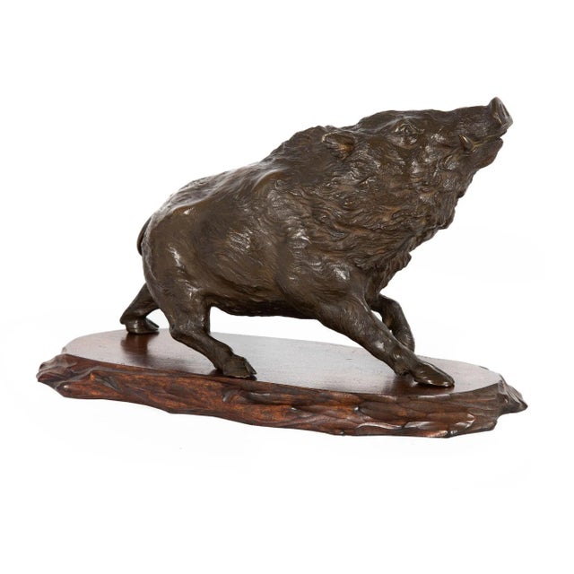 Realism Japanese Meiji Bronze Okimono of a Wild Boar by Akasofu Gyokko For Sale - Image 3 of 13