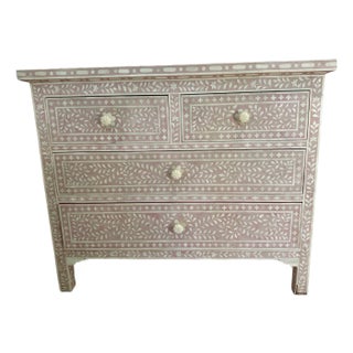 Late 20th Century Pink Bone Inlay Chest of Drawers For Sale