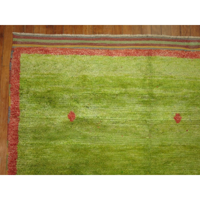 Lime Green Vintage Turkish Tulu Pile Rug For Sale In New York - Image 6 of 6