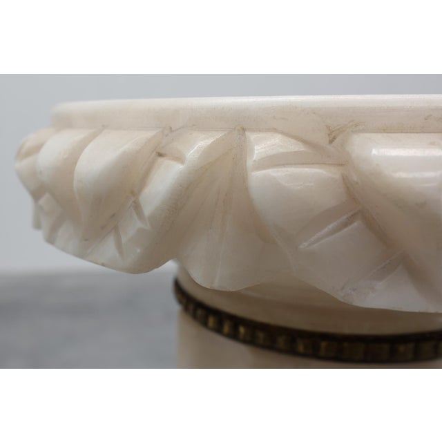 19th Century Carved White Marble Pedestal Column with Rosette Capitals, Italy, 1890s For Sale - Image 5 of 13