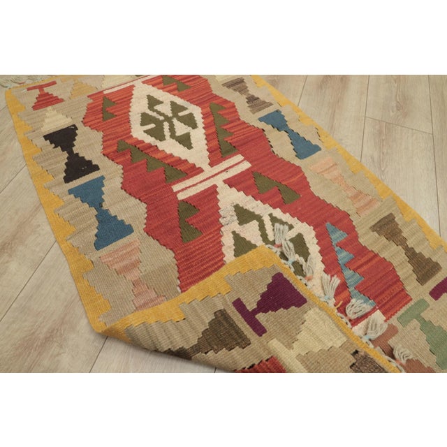 Beige 1990s Rustic Beige Hand Knotted Kilim For Sale - Image 8 of 13