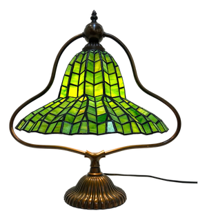 Tiffany Style Table Lamp in Green Stained Glass