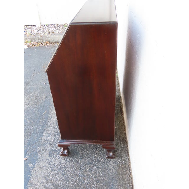 Prays Furniture 1940s Ball and Claw Feet Serpentine Mahogany Secretary Desk 6254 For Sale - Image 11 of 17