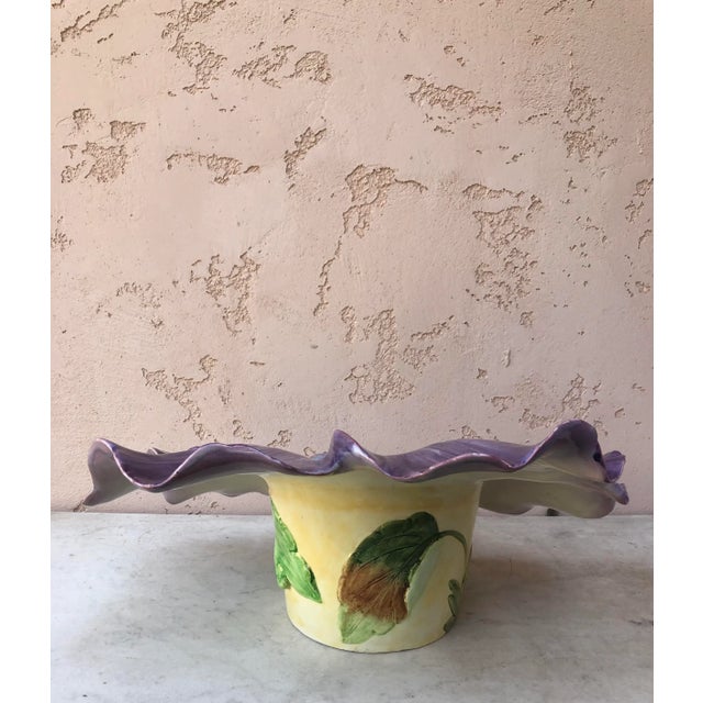 Circa 1890 Large Majolica Pansy Cache Pot Delphin Massier For Sale In Austin - Image 6 of 8