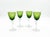 Mid-Century Modern Green Cut-to-Clear Crystal Glasses with Ubique Geometric and Floral Etching, 1960s, Set of 4 For Sale - Image 3 of 3