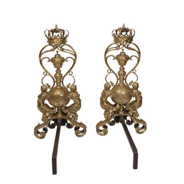 Circa 1820 Enormous Armorial Andirons, England, a Pair For Sale In San Francisco - Image 6 of 11