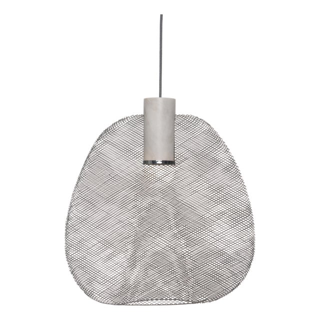 Galvanized Iron Wire Pendant, Grey, Medium - Petiole Collection by Schema for Oggetti For Sale