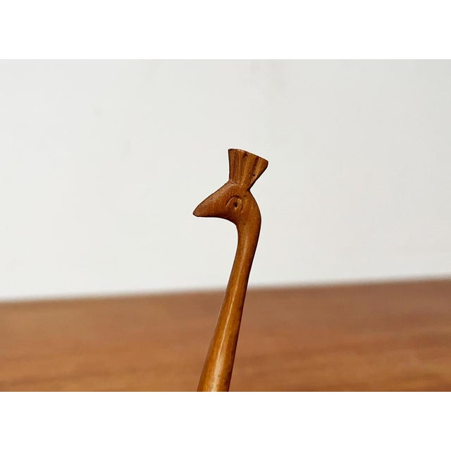 Vintage Wooden Peacock Figurine, in Very Good conditions. Designed 1970 to 1979