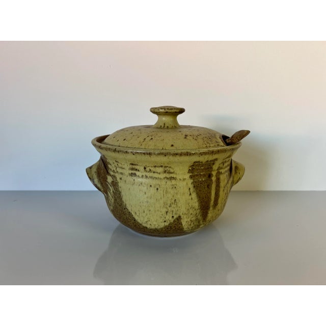 Mid-Century Rebbilo Studio Pottery Lidded Pot W/ Spoon For Sale - Image 10 of 11