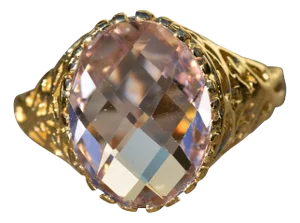 The Quintessa: Impressive Ladies Morganite Cocktail Ring in 14K Gold