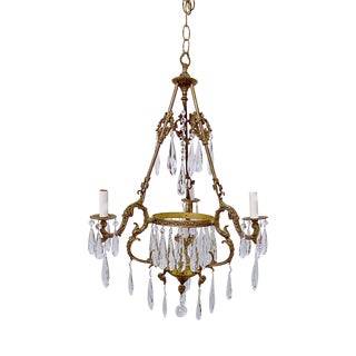 Vintage French Empire Brass Chandelier For Sale