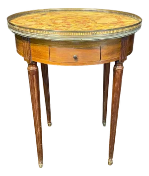 French Louis XVI Marble Top Bouillette Games or Side Table