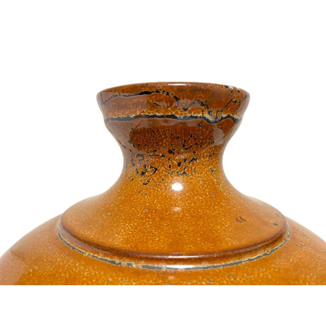 Ceramic Antique French Porcelain Vase With Rich Copper Color Glaze For Sale - Image 7 of 9