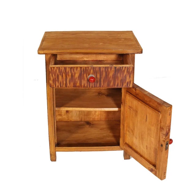 - Art Deco nightstands - Hand decorated in massive larch - Produced in Austria