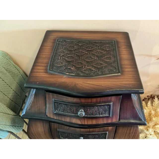 Bombay Style Tall Chest of Drawers With Woven Rattan Accents For Sale - Image 9 of 9