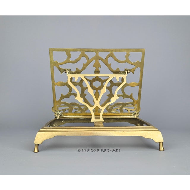 Large Vintage Brass Folding Book Stand Art Easel For Sale - Image 4 of 6