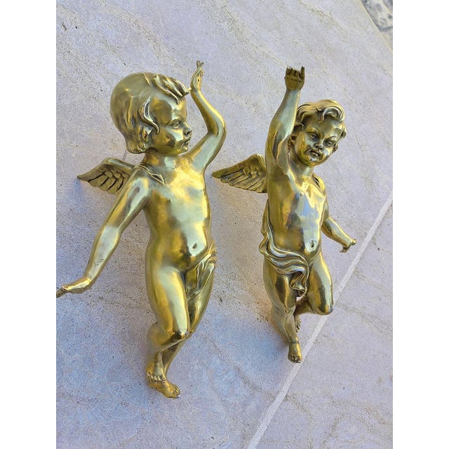 Antique Golden Ceramic Putti, 1800s, Set of 2 For Sale - Image 3 of 16