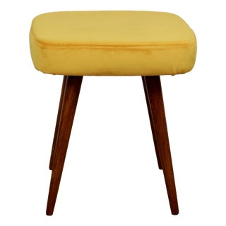 Vintage Square Yellow-Gold Stool from PRL, 1970s For Sale