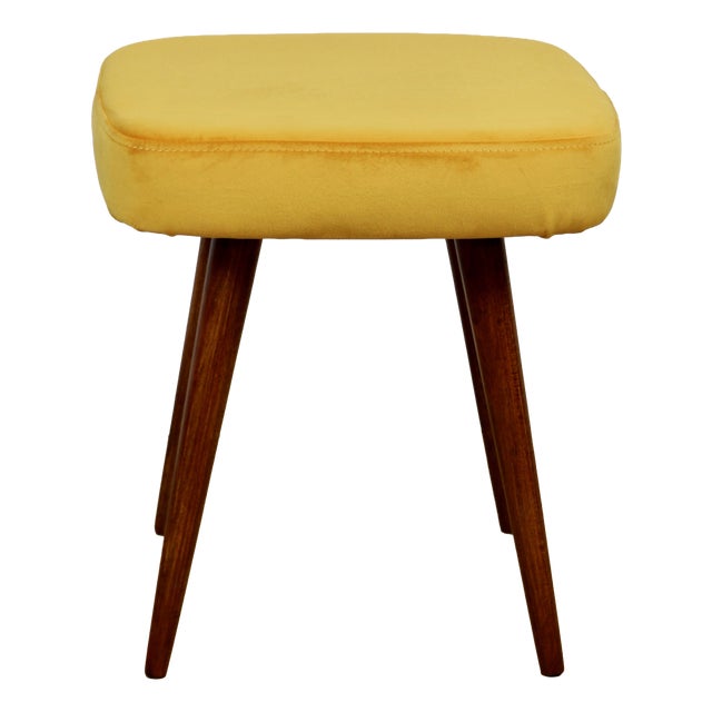 Vintage Square Yellow-Gold Stool from PRL, 1970s For Sale